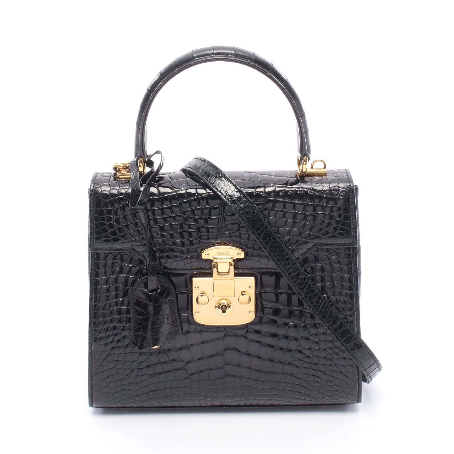 レディロック 2WAY ハンドバッグ クロコダイル ブラック グッチ バッグ GUCCI