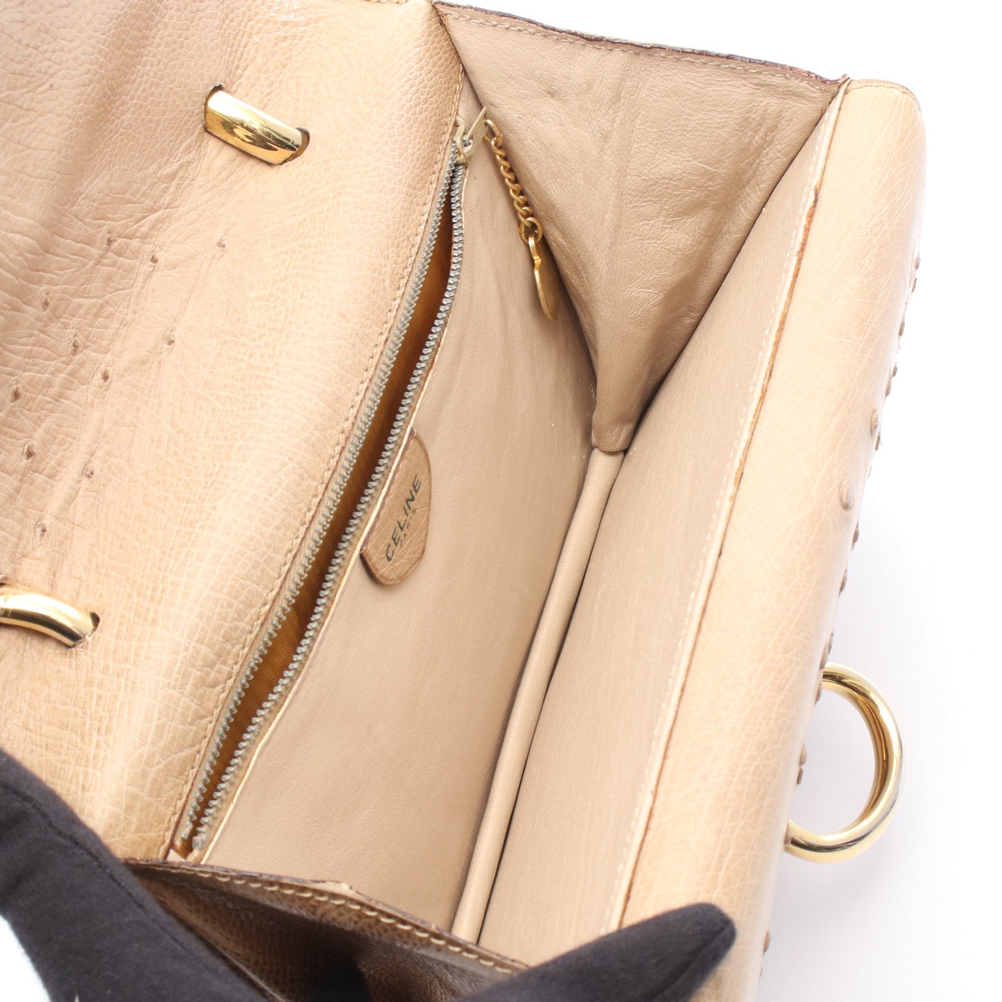 ハンドバッグ オーストリッチ ベージュ セリーヌ バッグ CELINE
