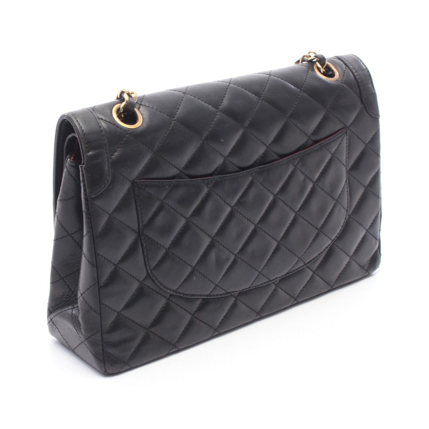 マトラッセ パリ限定 Wフラップ Wチェーンショルダーバッグ ラムスキン ブラック コンビ金具 シャネル バッグ CHANEL