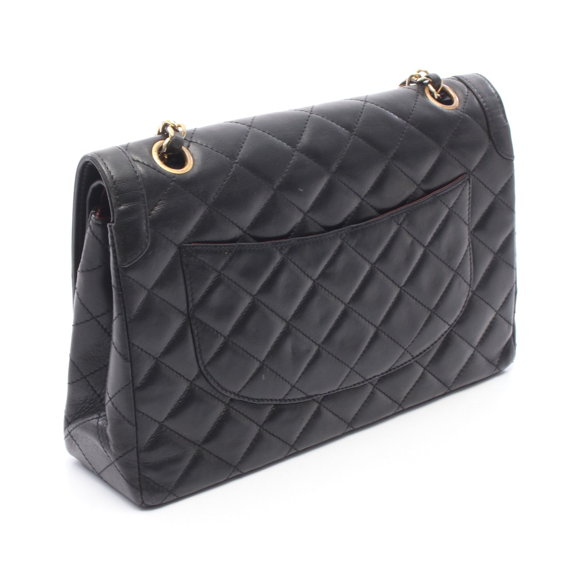 マトラッセ パリ限定 Wフラップ Wチェーンショルダーバッグ ラムスキン ブラック コンビ金具 シャネル バッグ CHANEL