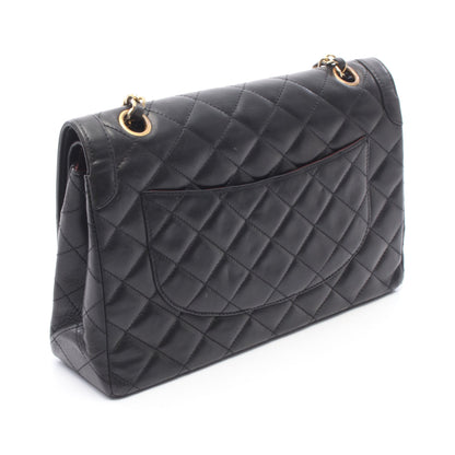 マトラッセ パリ限定 Wフラップ Wチェーンショルダーバッグ ラムスキン ブラック コンビ金具 シャネル バッグ CHANEL