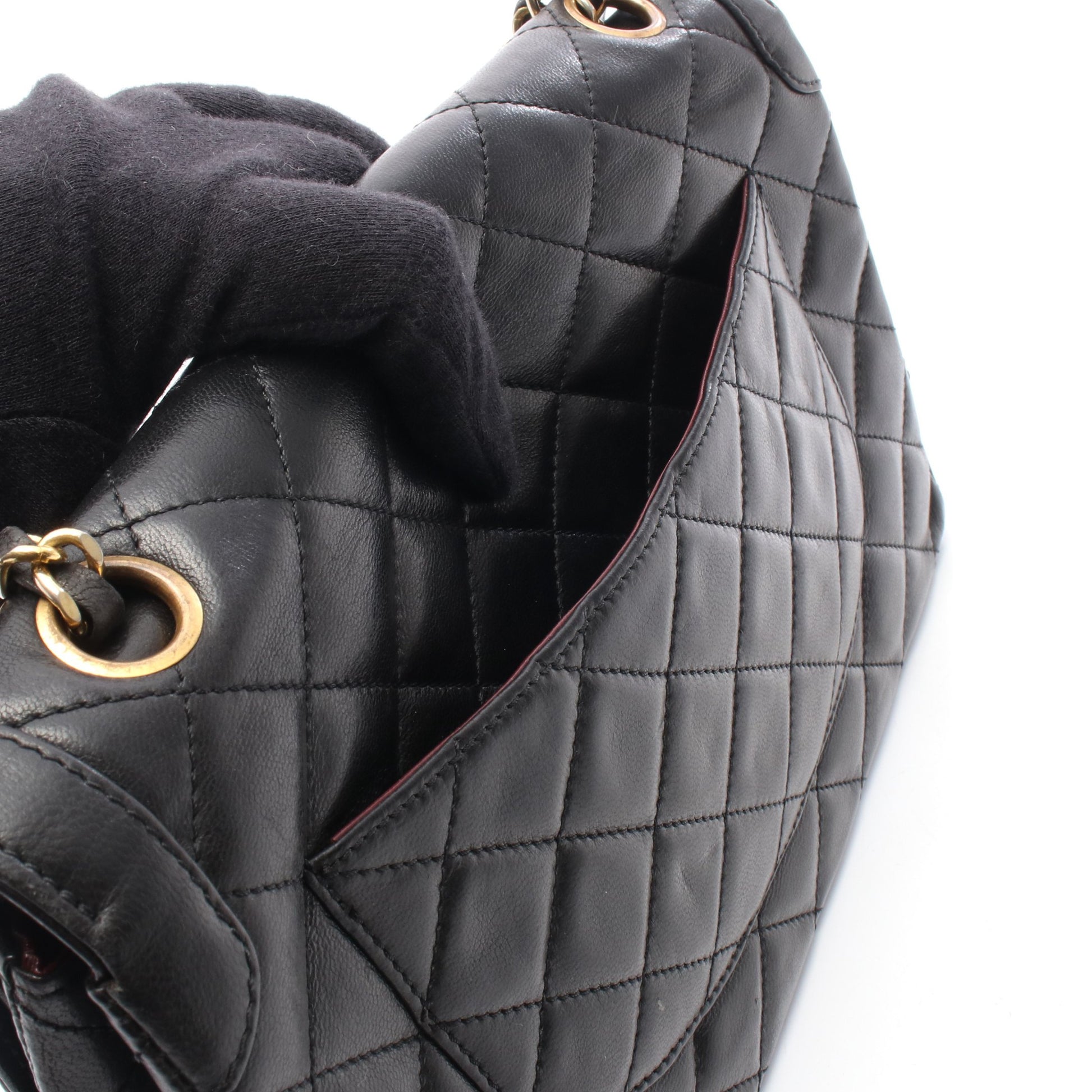 マトラッセ パリ限定 Wフラップ Wチェーンショルダーバッグ ラムスキン ブラック コンビ金具 シャネル バッグ CHANEL