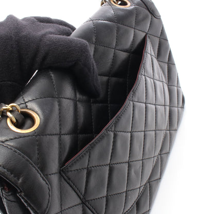 マトラッセ パリ限定 Wフラップ Wチェーンショルダーバッグ ラムスキン ブラック コンビ金具 シャネル バッグ CHANEL
