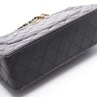 マトラッセ パリ限定 Wフラップ Wチェーンショルダーバッグ ラムスキン ブラック コンビ金具 シャネル バッグ CHANEL