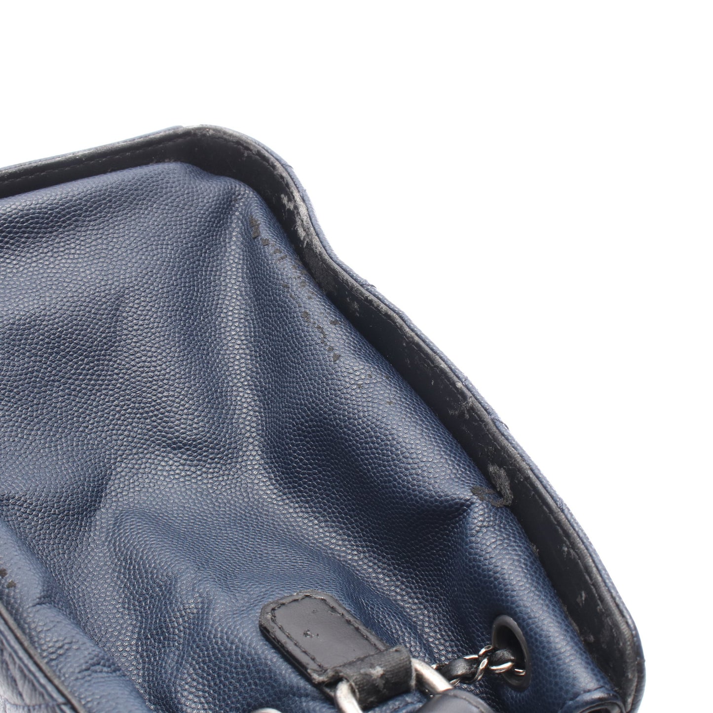 CCバケット マトラッセ 2WAY ハンドバッグ キャビアスキン レザー ネイビー ブラック シルバー金具 シャネル バッグ CHANEL