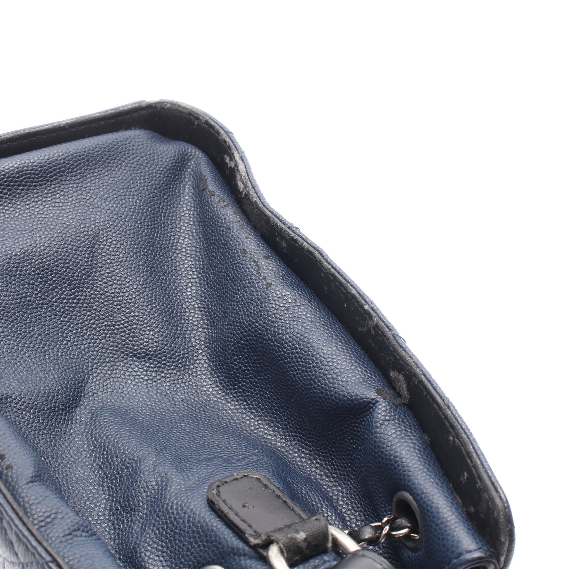 CCバケット マトラッセ 2WAY ハンドバッグ キャビアスキン レザー ネイビー ブラック シルバー金具 シャネル バッグ CHANEL
