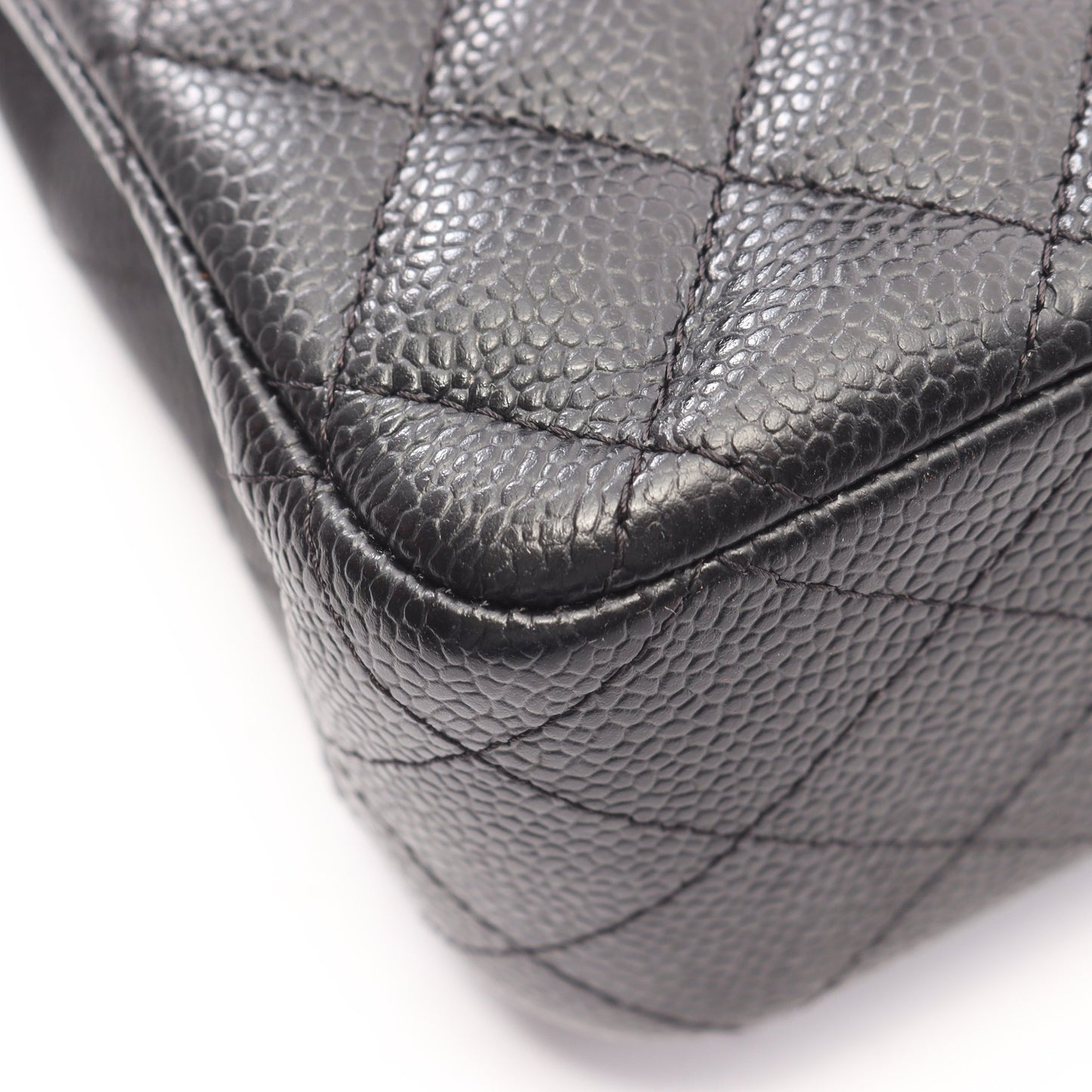 マトラッセ Wフラップ Wチェーンショルダーバッグ キャビアスキン ブラック シルバー金具 シャネル バッグ CHANEL