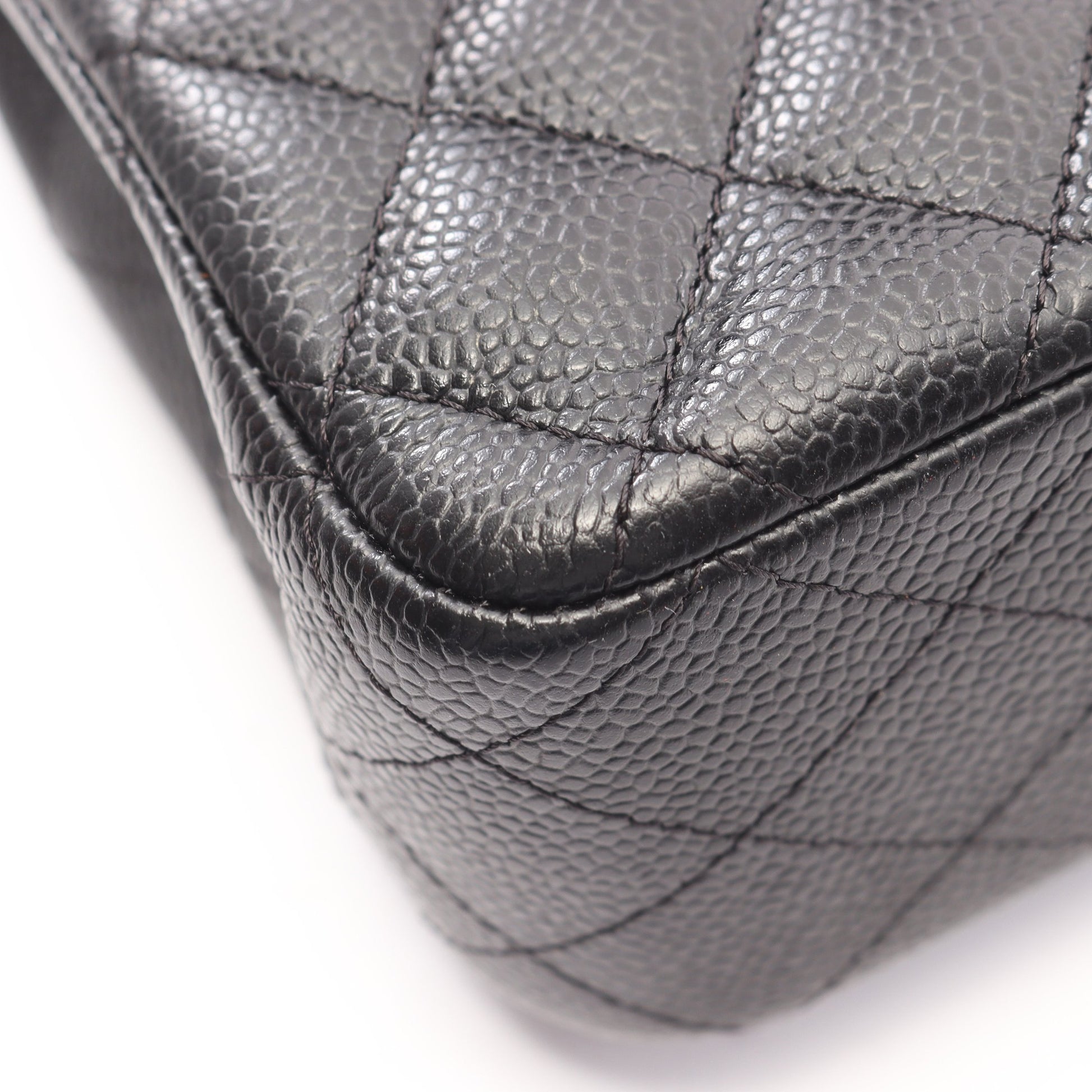 マトラッセ Wフラップ Wチェーンショルダーバッグ キャビアスキン ブラック シルバー金具 シャネル バッグ CHANEL