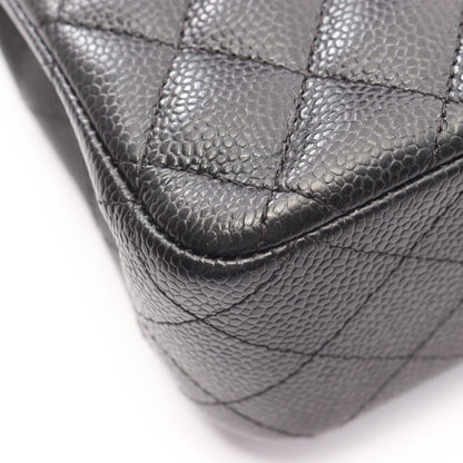 マトラッセ Wフラップ Wチェーンショルダーバッグ キャビアスキン ブラック シルバー金具 シャネル バッグ CHANEL