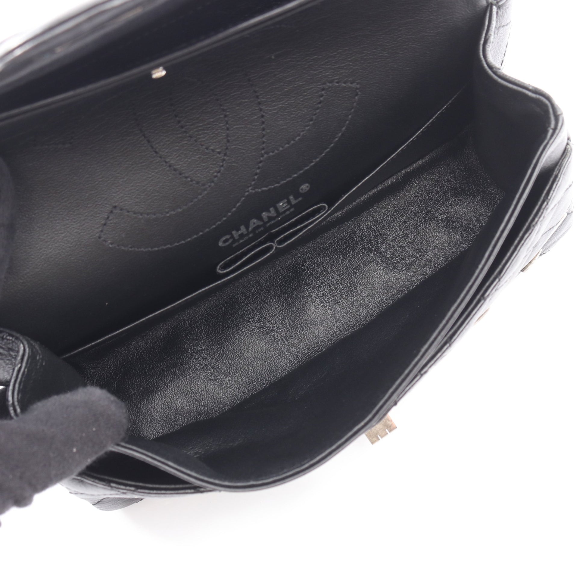 2.55 マトラッセ マドモアゼルチェーン Wフラップ Wチェーンショルダーバッグ レザー ブラック シャネル バッグ CHANEL