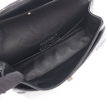 2.55 マトラッセ マドモアゼルチェーン Wフラップ Wチェーンショルダーバッグ レザー ブラック シャネル バッグ CHANEL