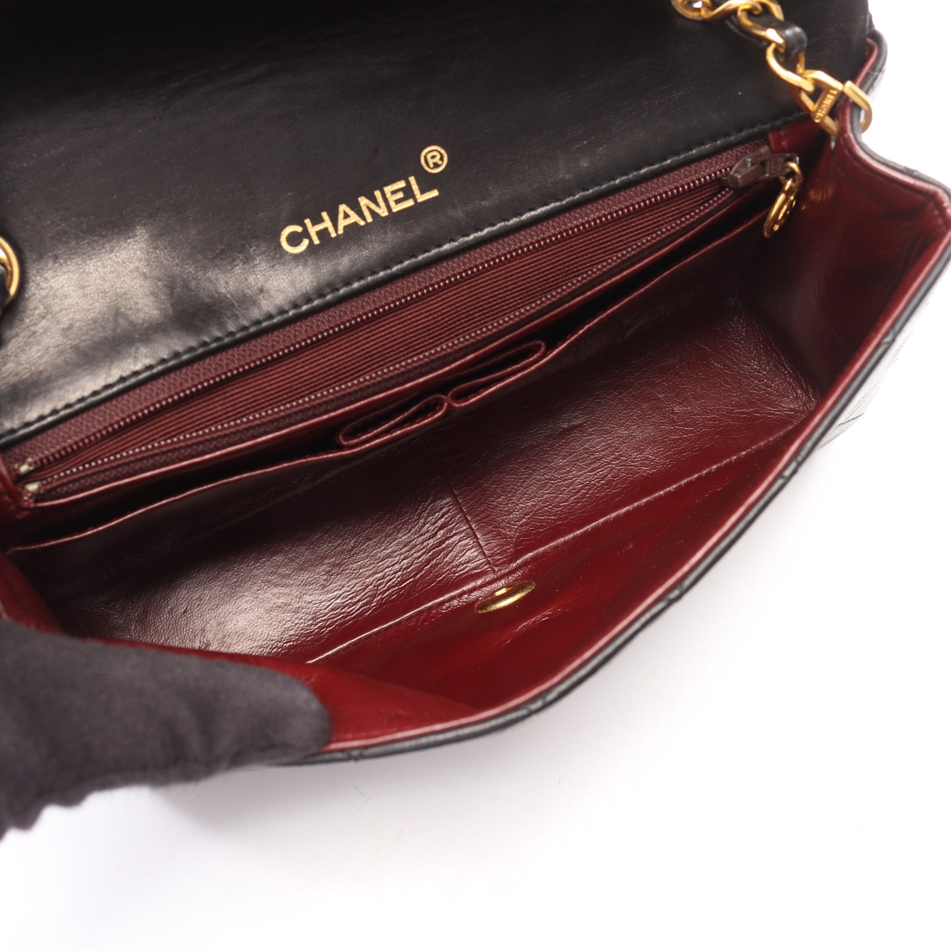 フルフラップ マトラッセ チェーンショルダーバッグ ラムスキン ブラック ゴールド金具 ヴィンテージ シャネル バッグ CHANEL