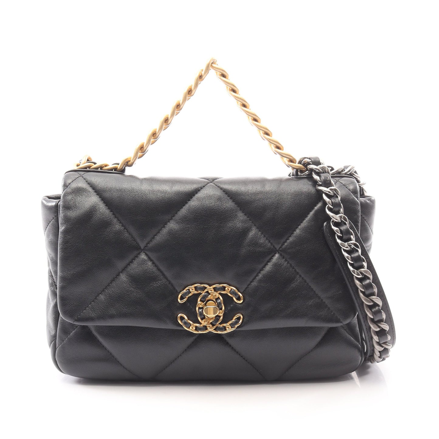 19 ディズヌフ マトラッセ コンビ金具 2WAY チェーンショルダーバッグ ラムスキン ブラック シャネル バッグ CHANEL