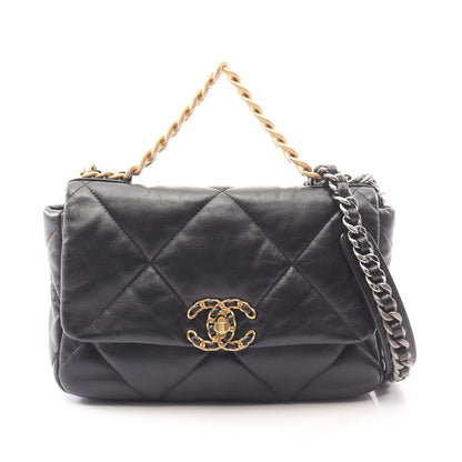 19 ディズヌフ マトラッセ コンビ金具 2WAY チェーンショルダーバッグ ラムスキン ブラック シャネル バッグ CHANEL