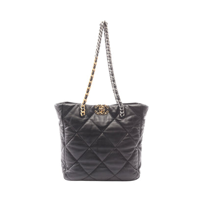 シャネル 19 コンビ金具 チェーンショルダーバッグ ラムスキン ブラック シャネル バッグ CHANEL