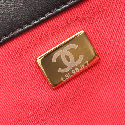 シャネル 19 コンビ金具 チェーンショルダーバッグ ラムスキン ブラック シャネル バッグ CHANEL