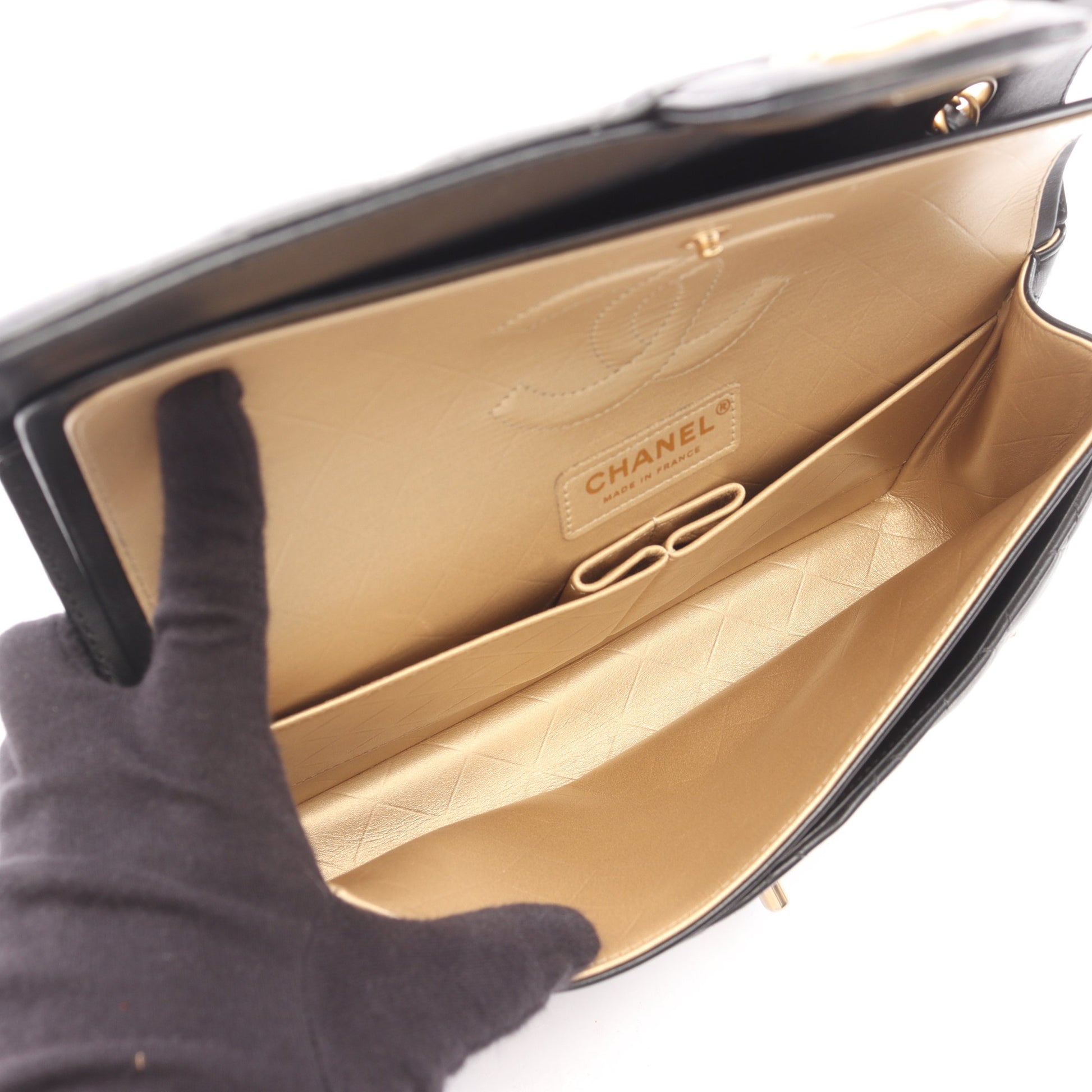 マトラッセ Wフラップ アイコンチャーム Wチェーンショルダーバッグ ラムスキン ブラック ゴールド金具 シャネル バッグ CHANEL