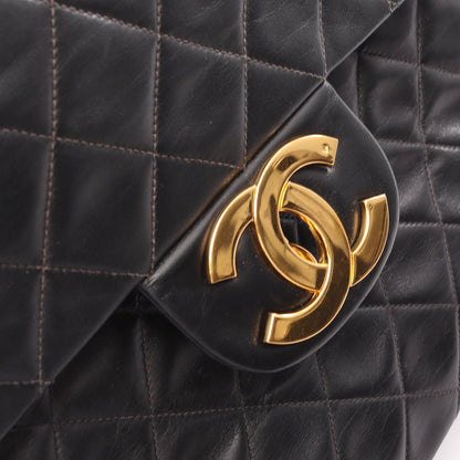 デカマトラッセ34 Wチェーンショルダーバッグ ラムスキン ブラック ゴールド金具 ヴィンテージ シャネル バッグ CHANEL