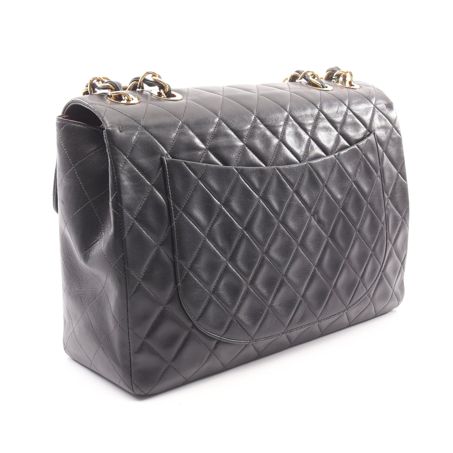 デカマトラッセ34 Wチェーンショルダーバッグ ラムスキン ブラック ゴールド金具 ヴィンテージ シャネル バッグ CHANEL