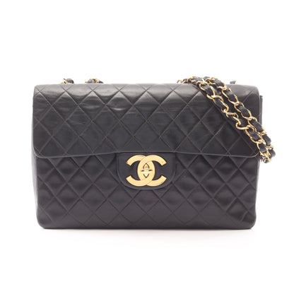 デカマトラッセ34 Wチェーンショルダーバッグ ラムスキン ブラック ゴールド金具 ヴィンテージ シャネル バッグ CHANEL