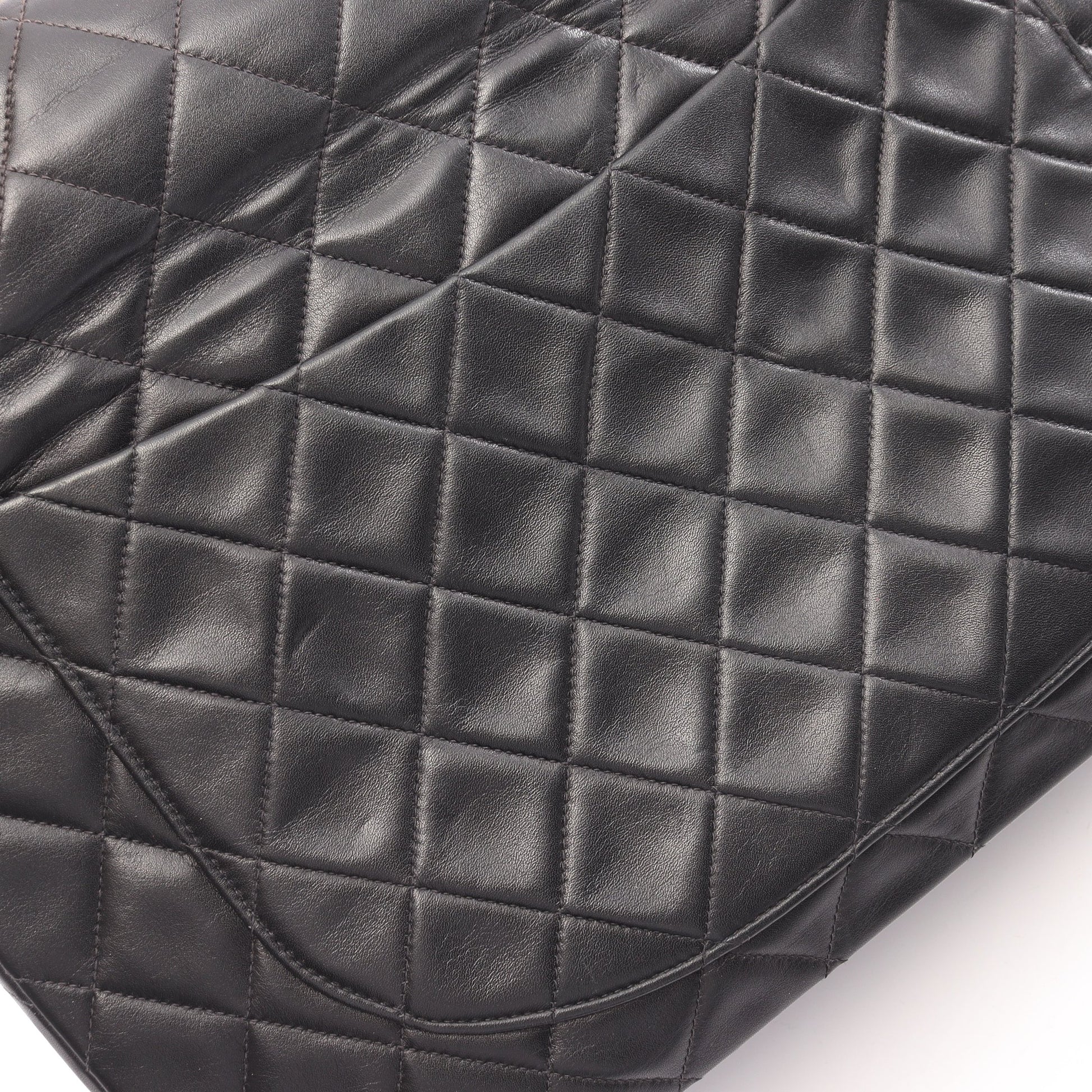 デカマトラッセ34 Wチェーンショルダーバッグ ラムスキン ブラック ゴールド金具 ヴィンテージ シャネル バッグ CHANEL