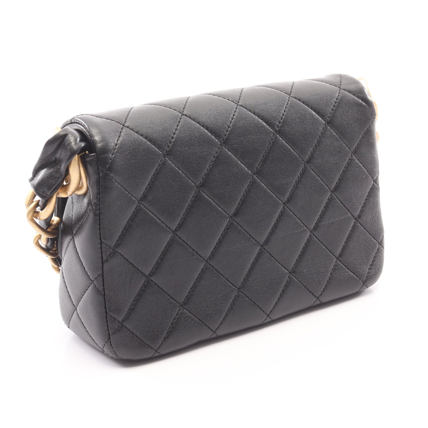 マトラッセ スモールフラップ チェーンショルダーバッグ ラムスキン ブラック ゴールド金具 シャネル バッグ CHANEL
