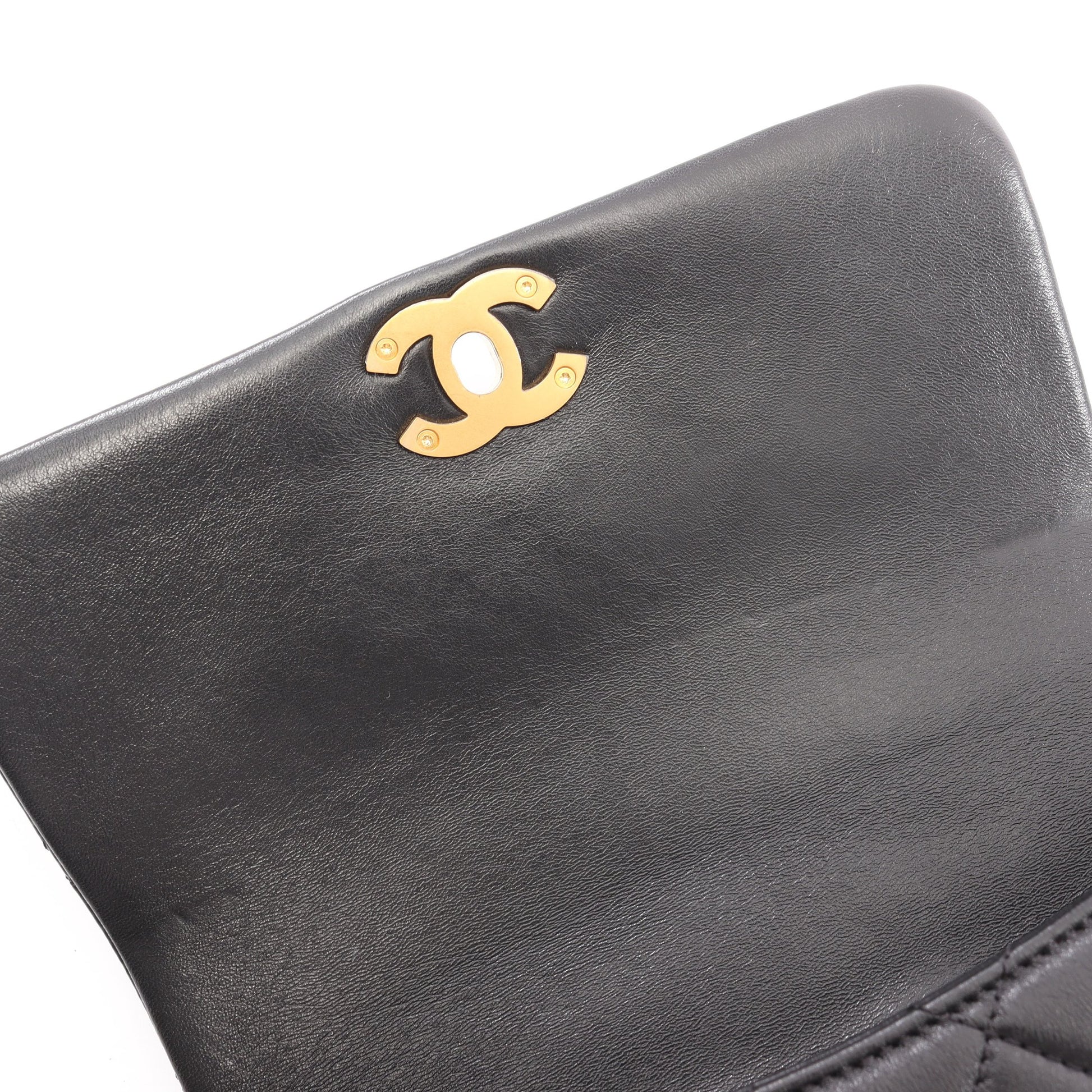マトラッセ スモールフラップ チェーンショルダーバッグ ラムスキン ブラック ゴールド金具 シャネル バッグ CHANEL