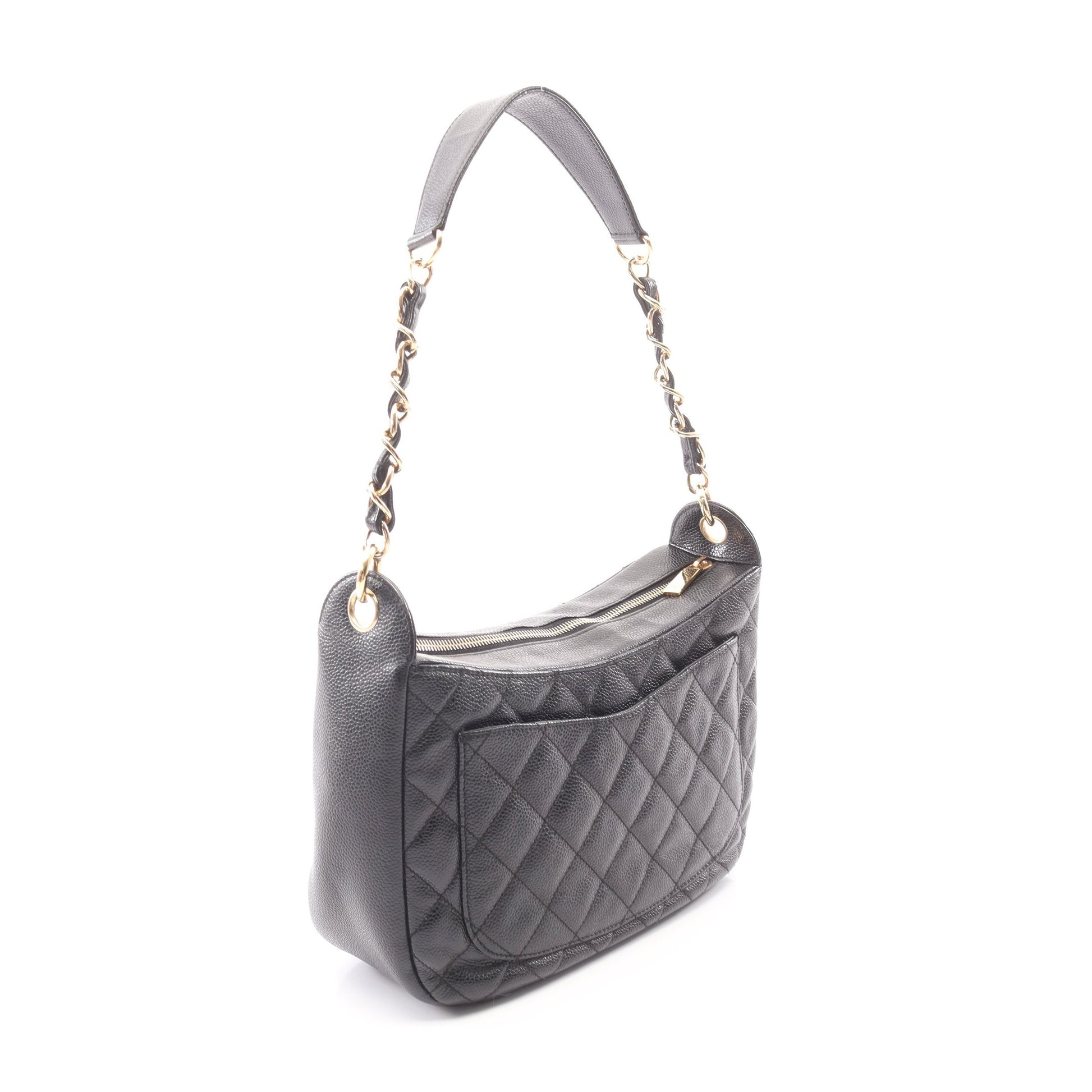マトラッセ チェーンショルダーバッグ ワンショルダーバッグ キャビアスキン ブラック ゴールド金具 シャネル バッグ CHANEL