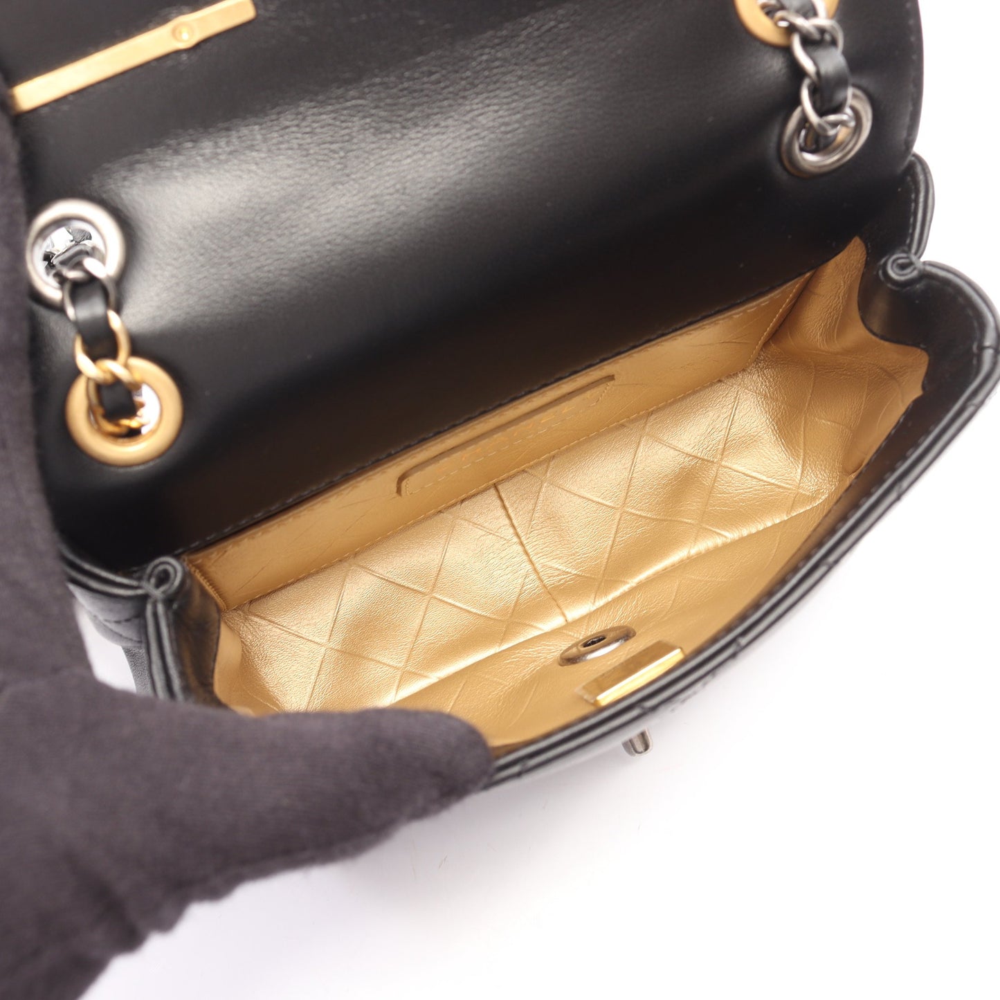 マトラッセ コンビ金具 チェーンショルダーバッグ ラムスキン ブラック シャネル バッグ CHANEL