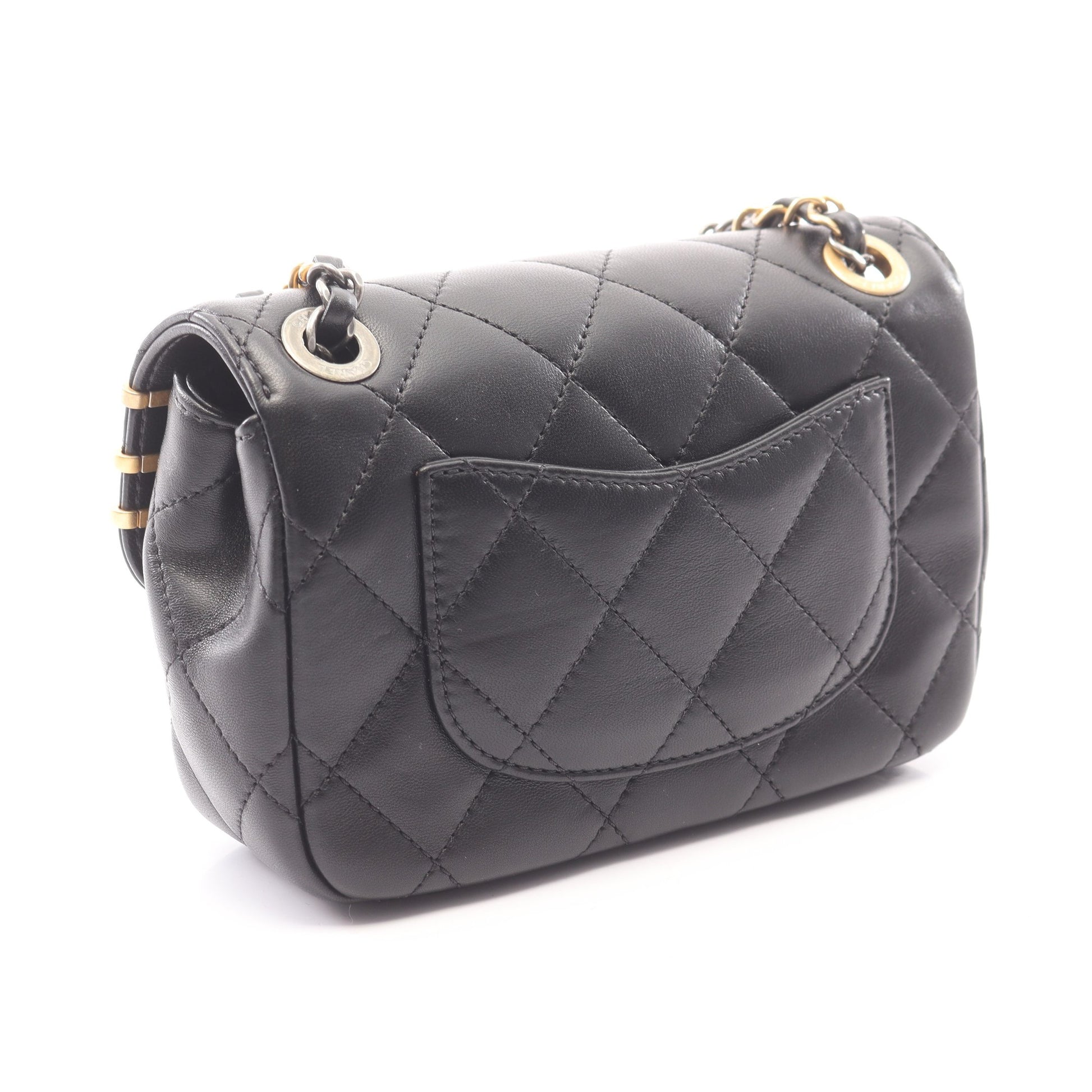 マトラッセ コンビ金具 チェーンショルダーバッグ ラムスキン ブラック シャネル バッグ CHANEL