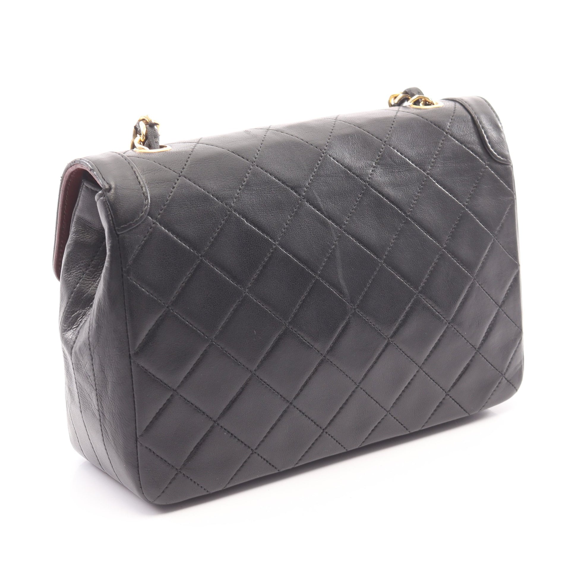 マトラッセ ヴィンテージ チェーンショルダーバッグ ラムスキン ブラック ゴールド金具 シャネル バッグ CHANEL