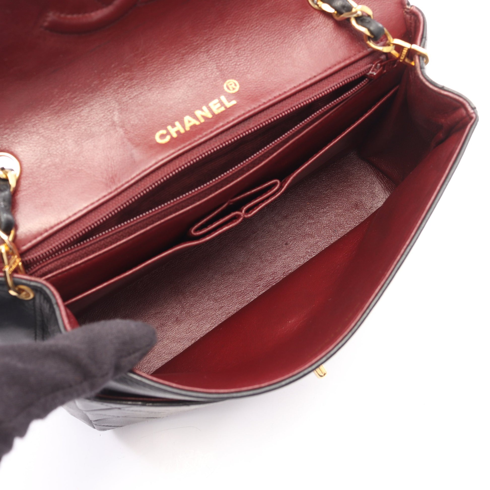 マトラッセ ヴィンテージ チェーンショルダーバッグ ラムスキン ブラック ゴールド金具 シャネル バッグ CHANEL