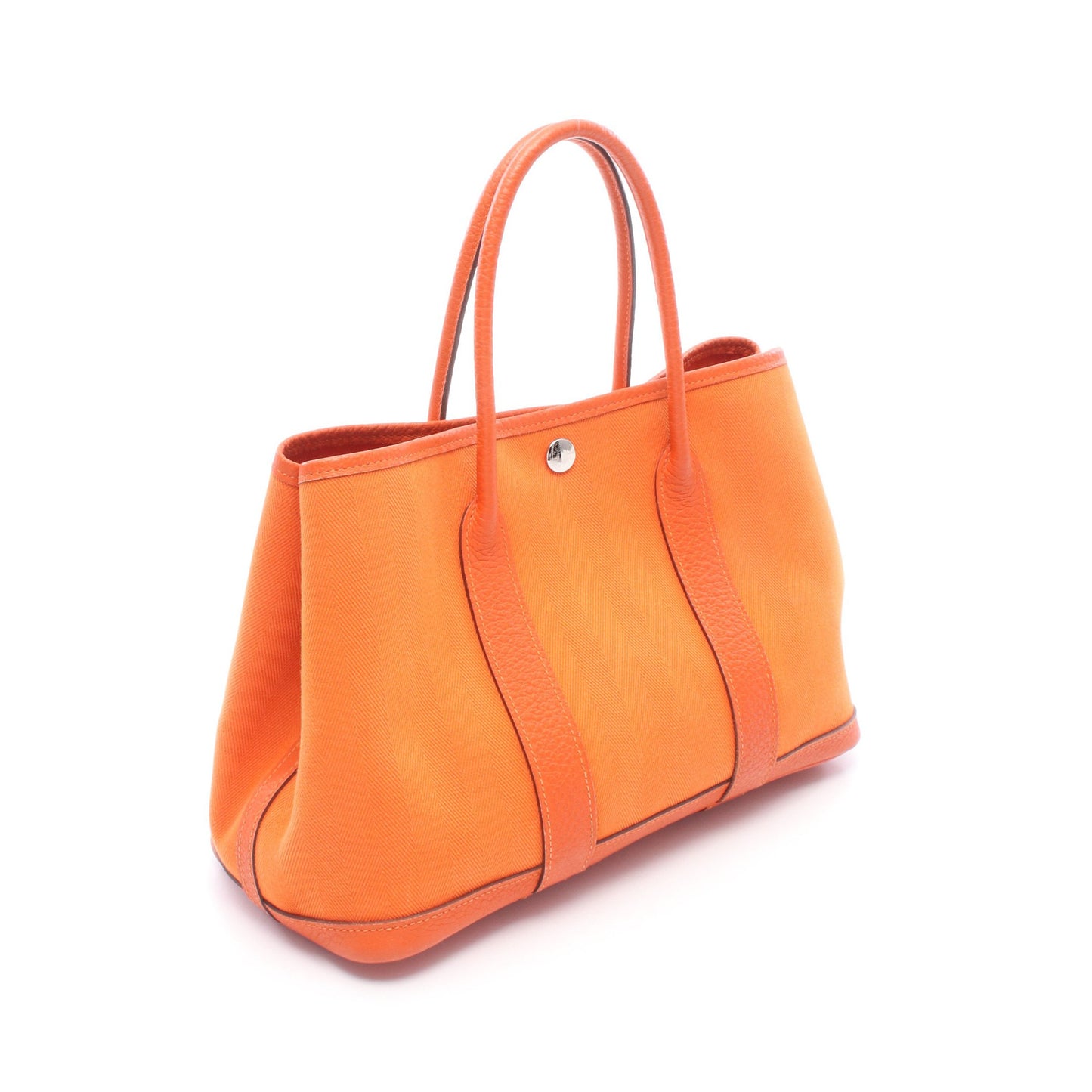 ガーデンパーティTPM フー ハンドバッグ トートバッグ トワルシェブロン レザー オレンジ シルバー金具 □Q刻印 エルメス バッグ HERMES
