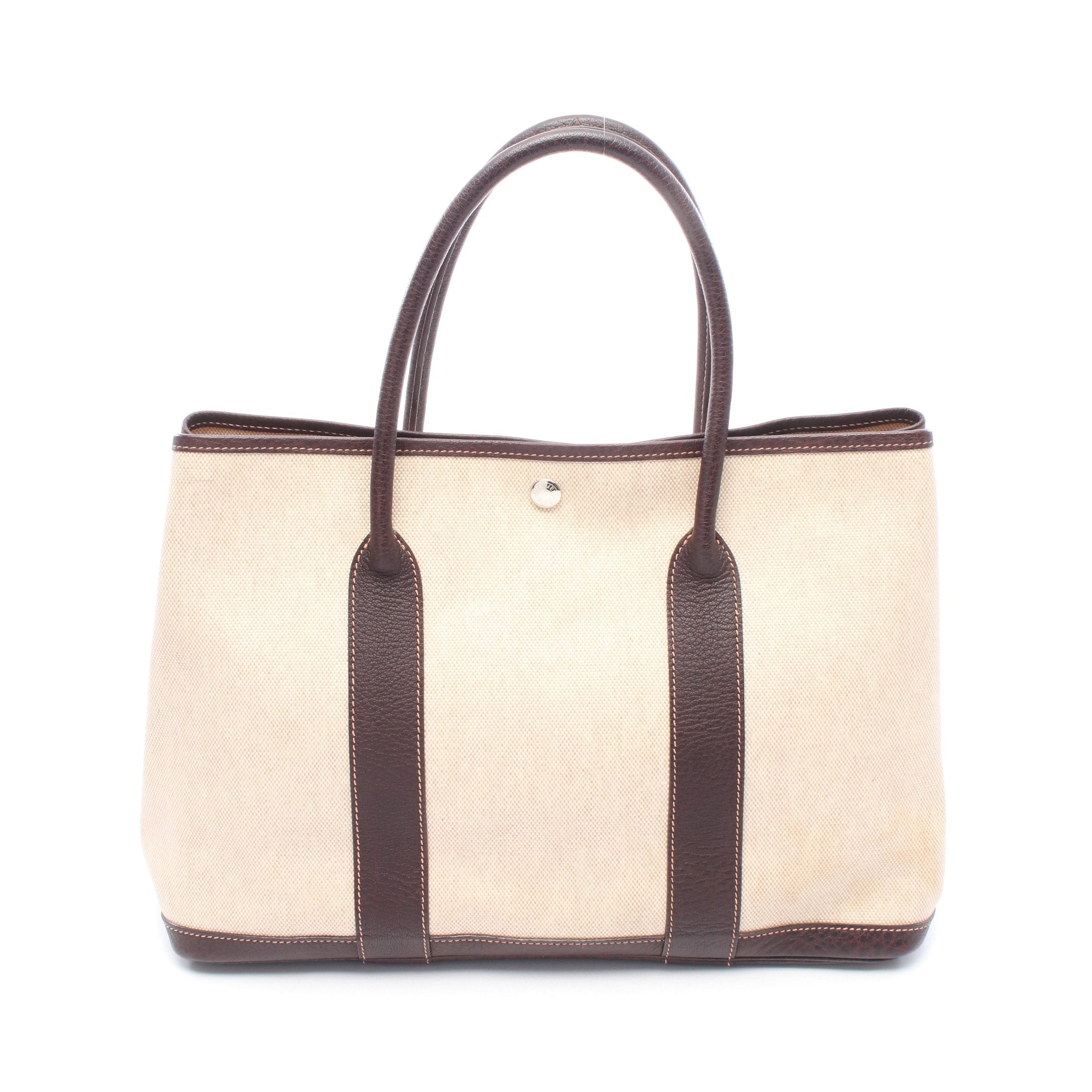 HERMES ガーデンパーティーTPMトワルアッシュ　ベージュ/ブラウン ガーデンパーティPM ハンドバッグ トートバッグ トワルアッシュ レザー