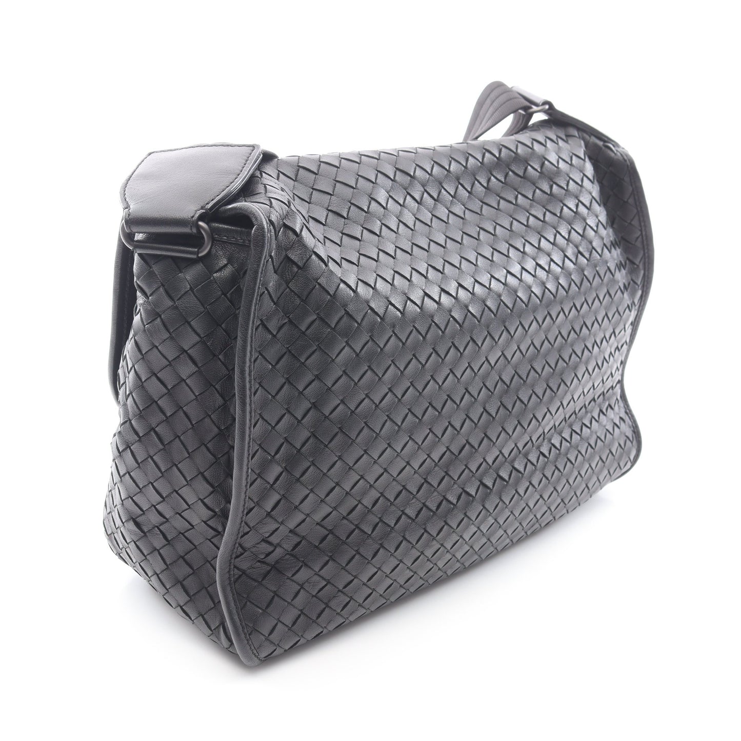 イントレチャート メッセンジャーバッグ ショルダーバッグ レザー ブラック ボッテガヴェネタ バッグ BOTTEGA VENETA