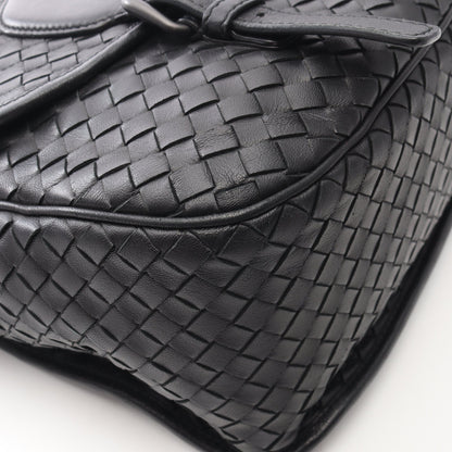 イントレチャート メッセンジャーバッグ ショルダーバッグ レザー ブラック ボッテガヴェネタ バッグ BOTTEGA VENETA