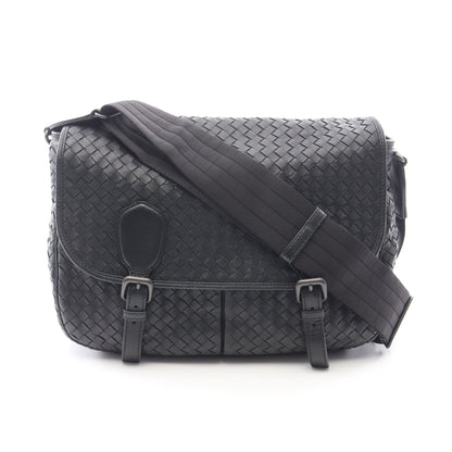 イントレチャート メッセンジャーバッグ ショルダーバッグ レザー ブラック ボッテガヴェネタ バッグ BOTTEGA VENETA