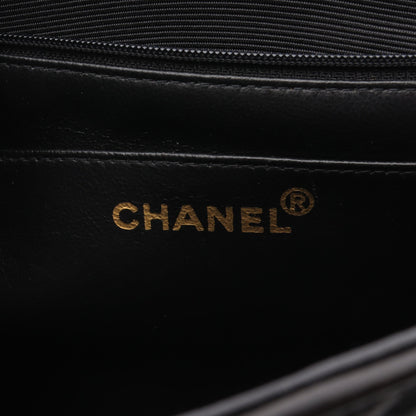 デカマトラッセ30 シングルフラップ Wチェーンショルダーバッグ ラムスキン ブラック ゴールド金具 シャネル バッグ CHANEL