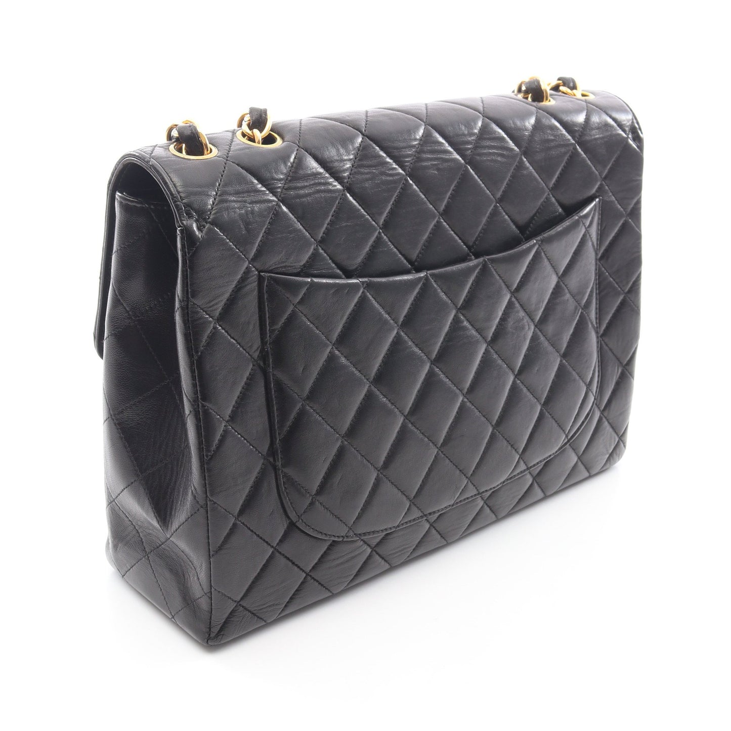 デカマトラッセ30 シングルフラップ Wチェーンショルダーバッグ ラムスキン ブラック ゴールド金具 シャネル バッグ CHANEL