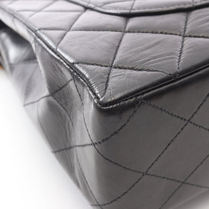 デカマトラッセ30 シングルフラップ Wチェーンショルダーバッグ ラムスキン ブラック ゴールド金具 シャネル バッグ CHANEL