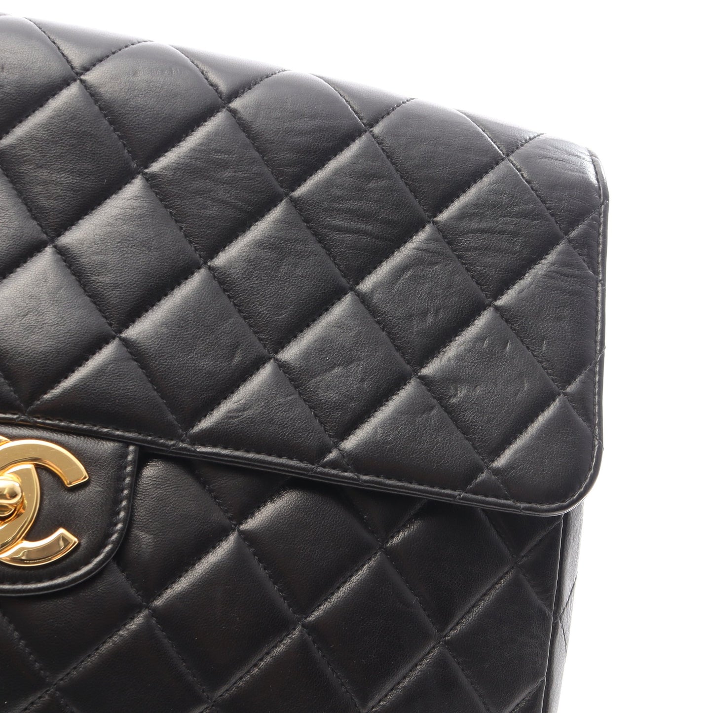 デカマトラッセ30 シングルフラップ Wチェーンショルダーバッグ ラムスキン ブラック ゴールド金具 シャネル バッグ CHANEL