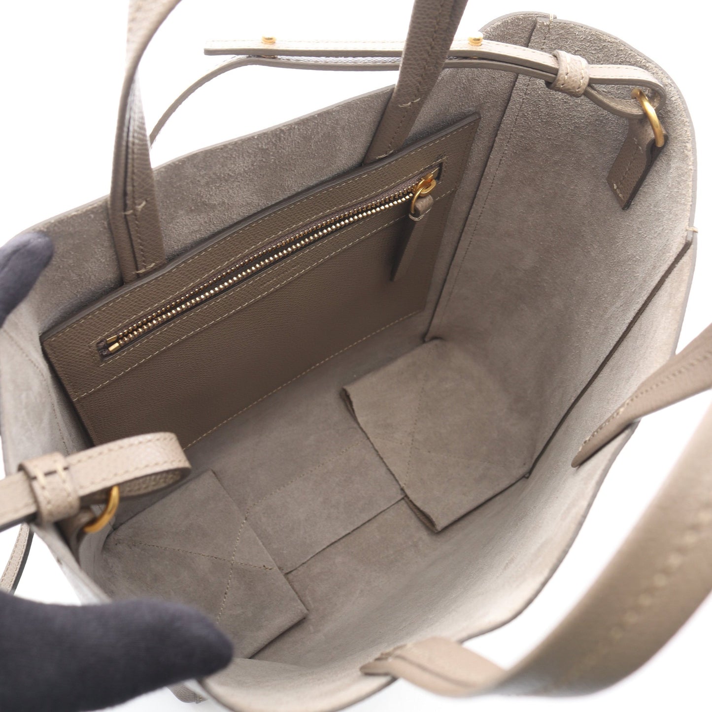 バーティカル スモール カバ 2WAY ハンドバッグ トートバッグ レザー グレーベージュ セリーヌ バッグ CELINE