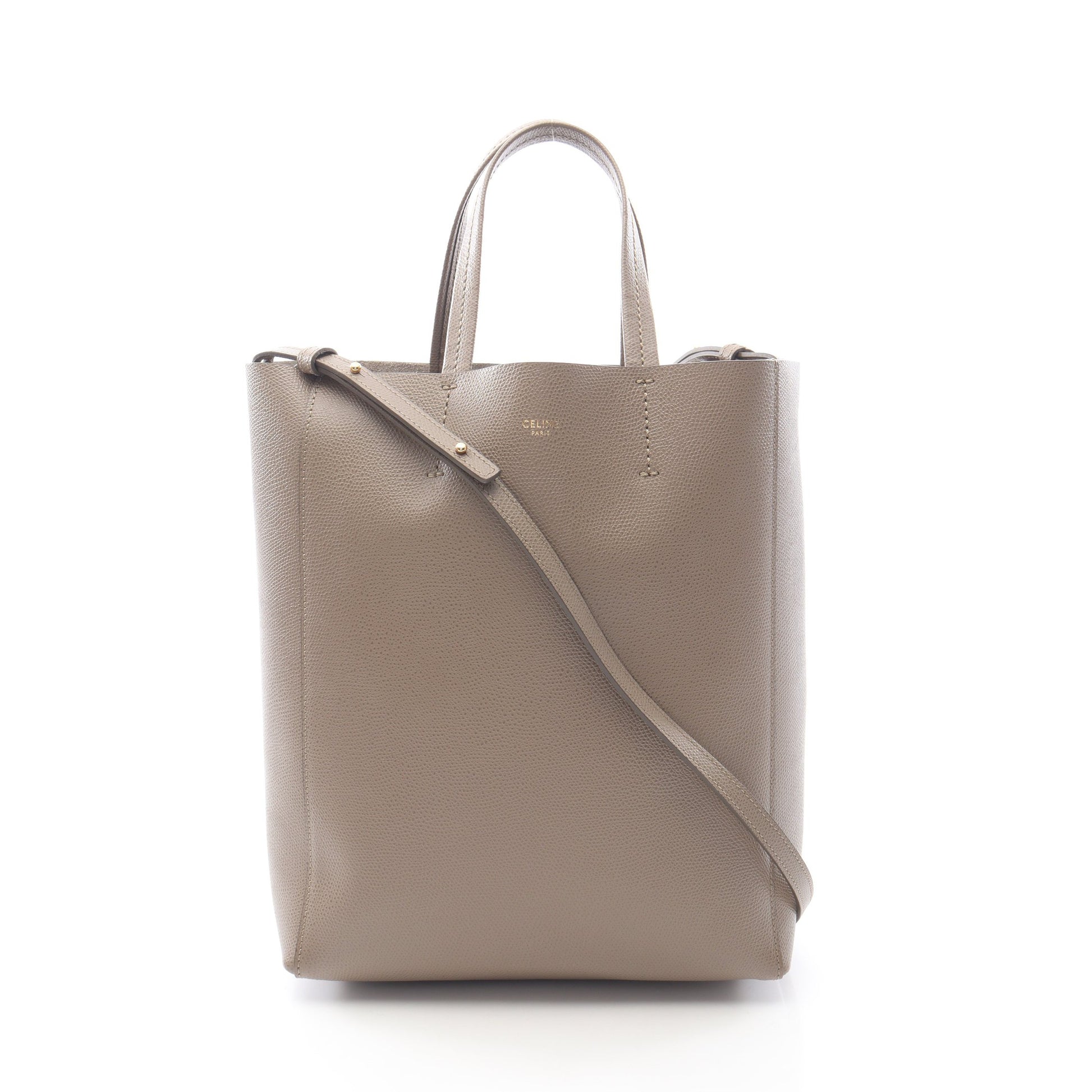 バーティカル スモール カバ 2WAY ハンドバッグ トートバッグ レザー グレーベージュ セリーヌ バッグ CELINE