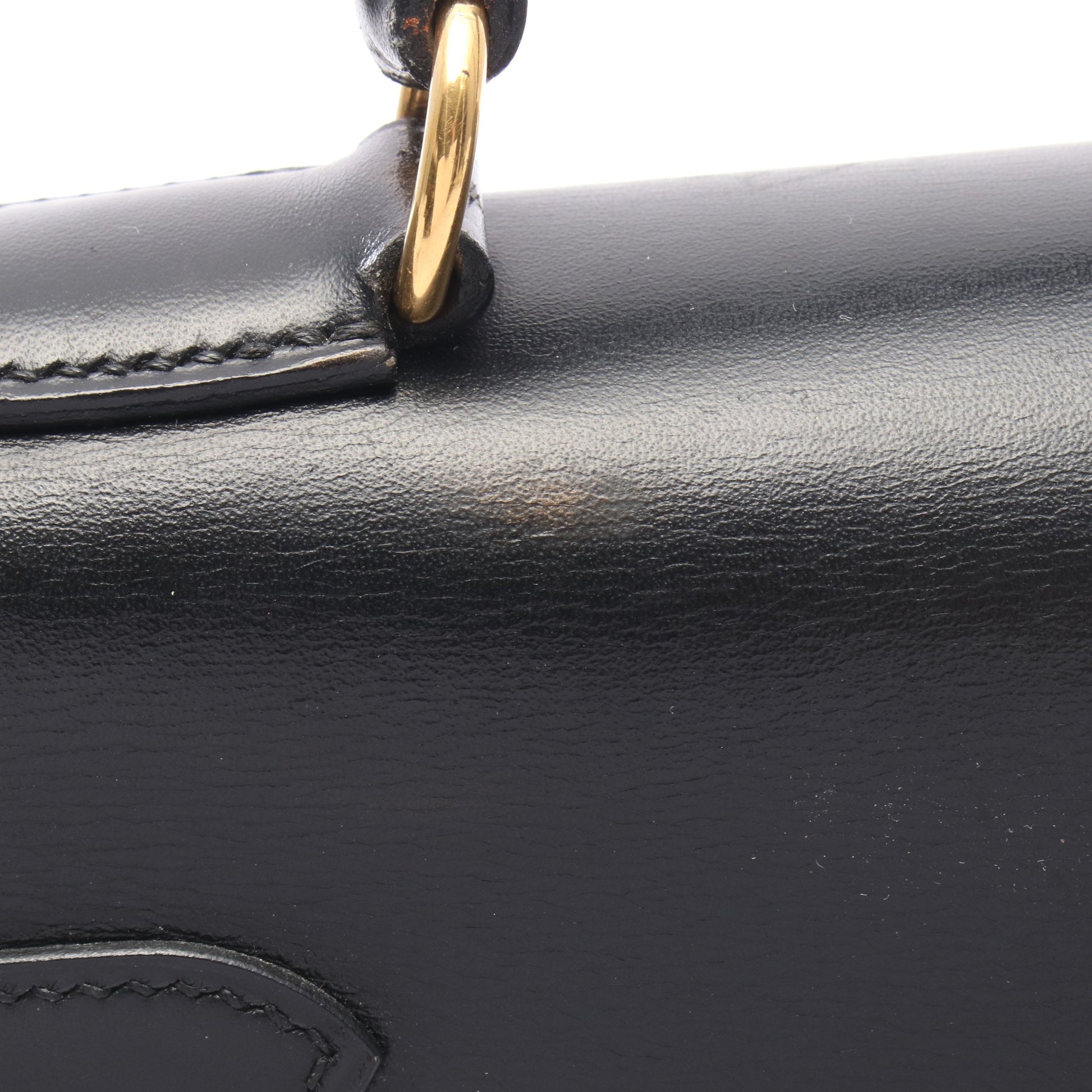 ケリー32 外縫い 2WAY ハンドバッグ ボックスカーフ ブラック ゴールド金具 ○Y刻印 エルメス バッグ HERMES