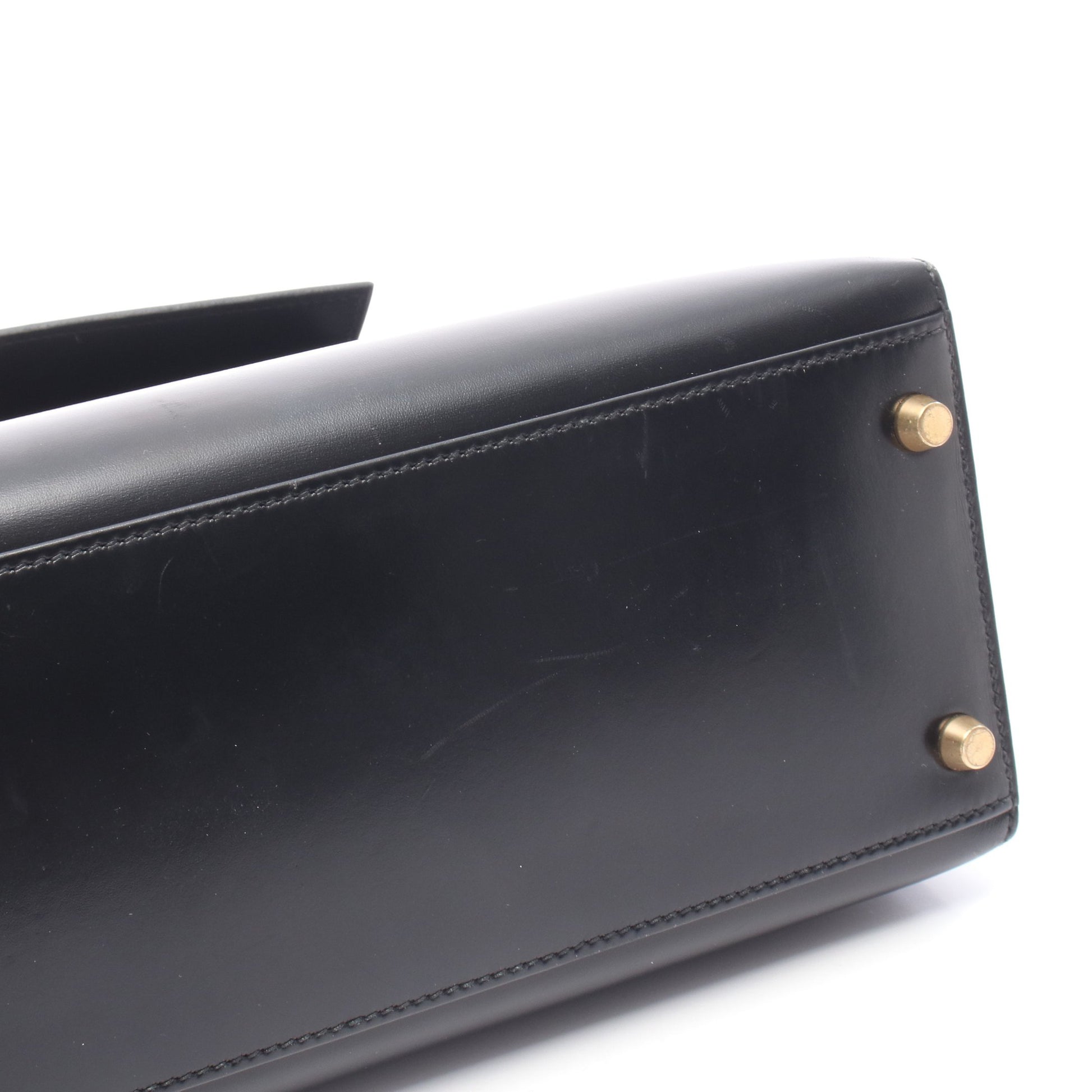 ケリー32 外縫い 2WAY ハンドバッグ ボックスカーフ ブラック ゴールド金具 ○Y刻印 エルメス バッグ HERMES