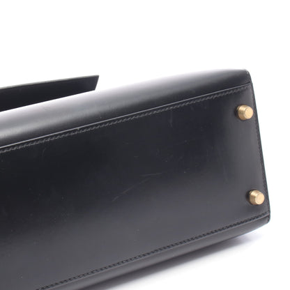 ケリー32 外縫い 2WAY ハンドバッグ ボックスカーフ ブラック ゴールド金具 ○Y刻印 エルメス バッグ HERMES