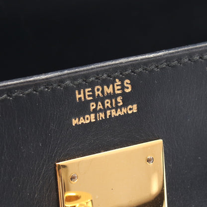 ケリー32 外縫い 2WAY ハンドバッグ ボックスカーフ ブラック ゴールド金具 ○Y刻印 エルメス バッグ HERMES