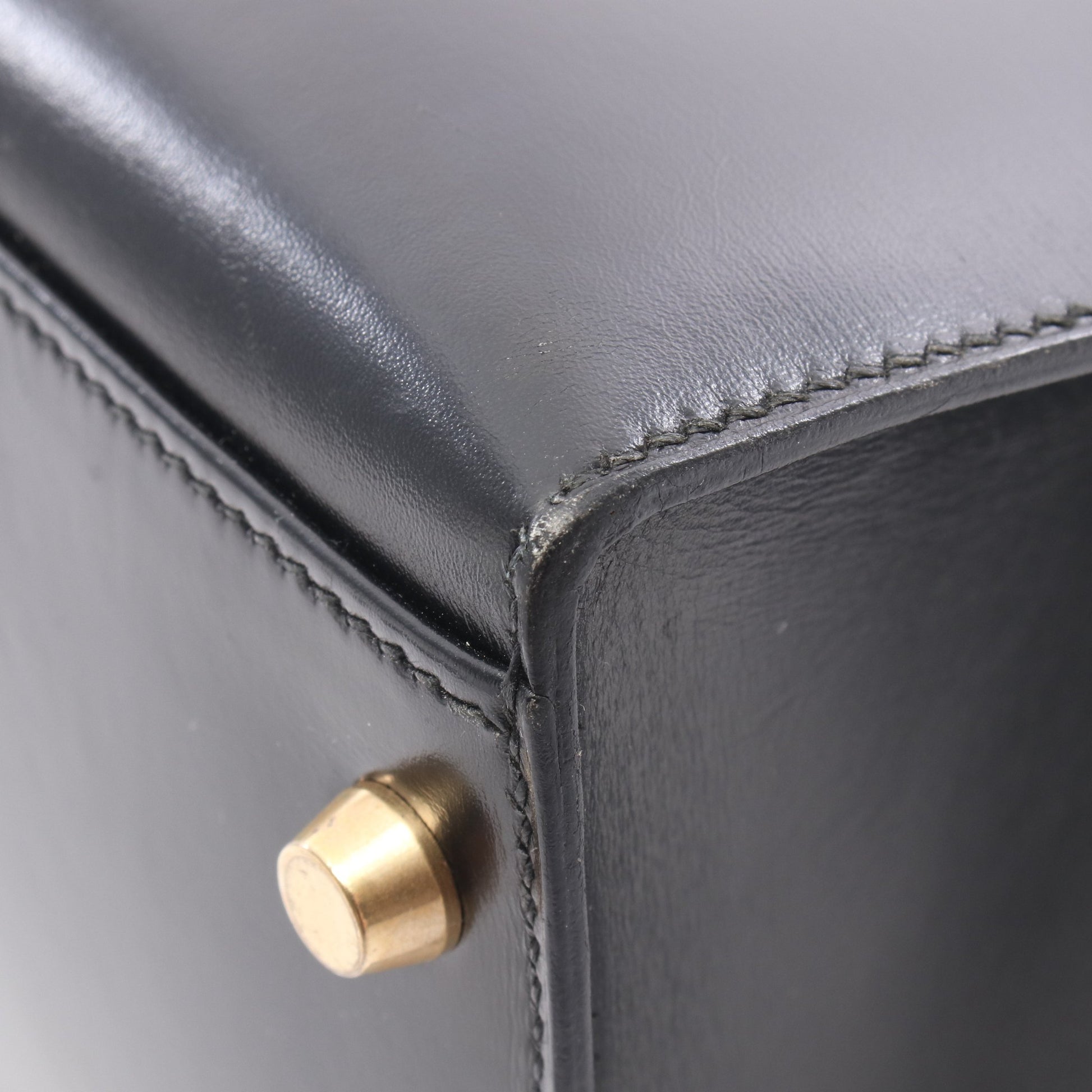 ケリー32 外縫い 2WAY ハンドバッグ ボックスカーフ ブラック ゴールド金具 ○Y刻印 エルメス バッグ HERMES