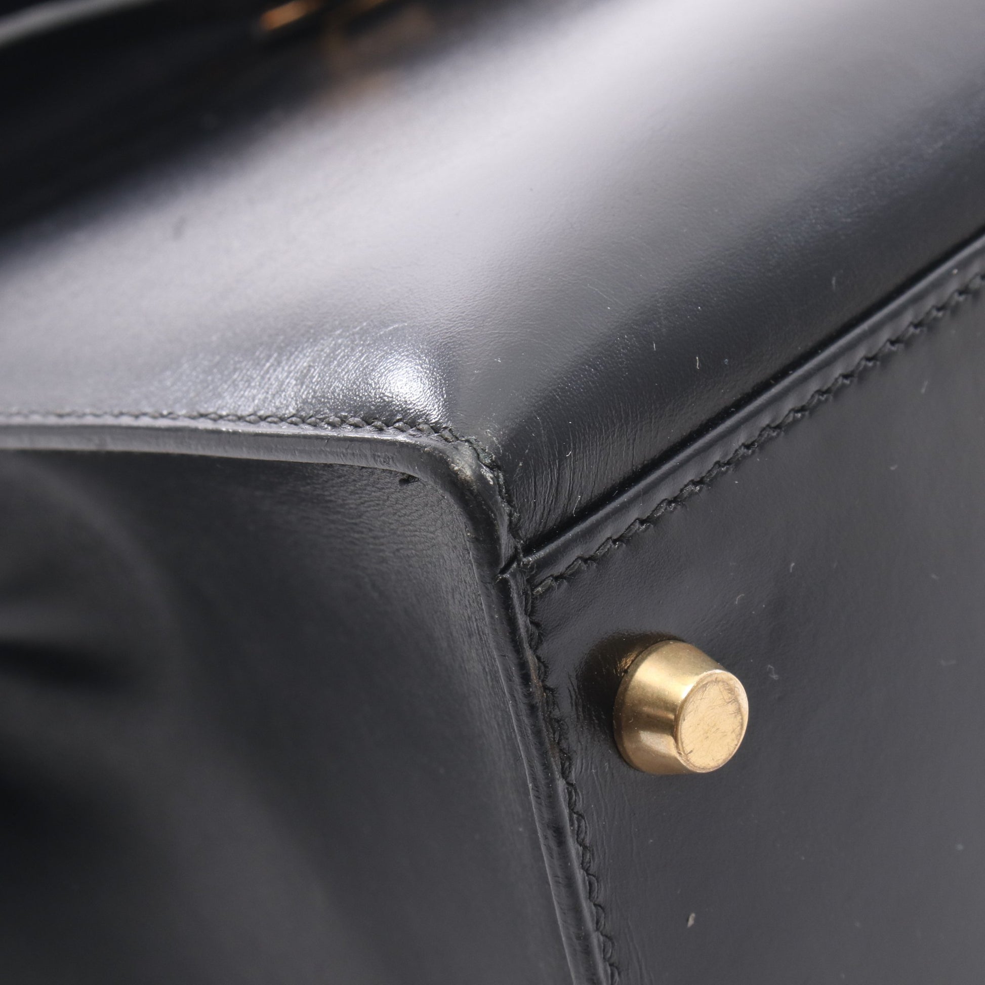 ケリー32 外縫い 2WAY ハンドバッグ ボックスカーフ ブラック ゴールド金具 ○Y刻印 エルメス バッグ HERMES