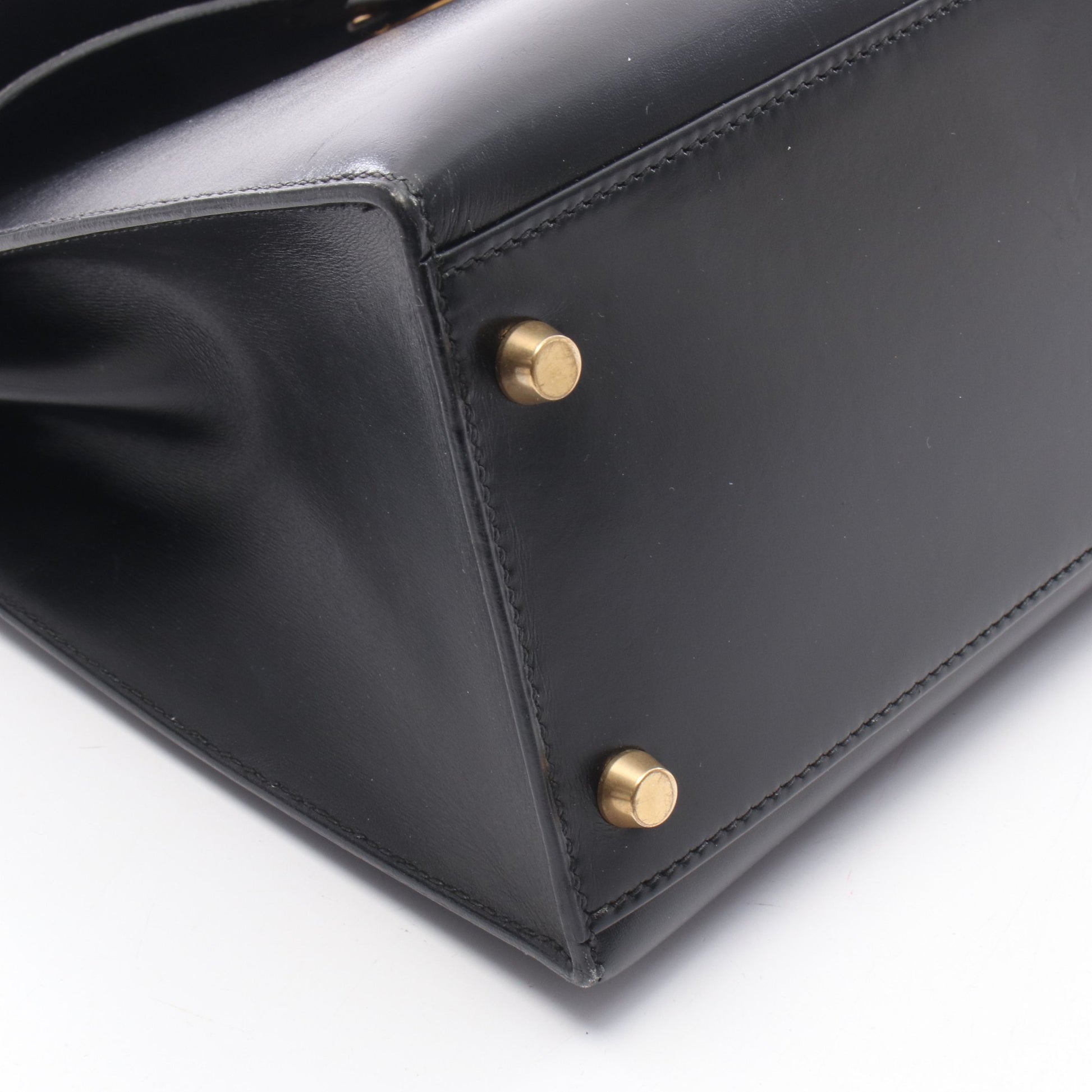 ケリー32 外縫い 2WAY ハンドバッグ ボックスカーフ ブラック ゴールド金具 ○Y刻印 エルメス バッグ HERMES